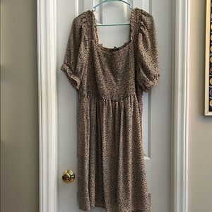 Smocked Leopard Animal Print Dress